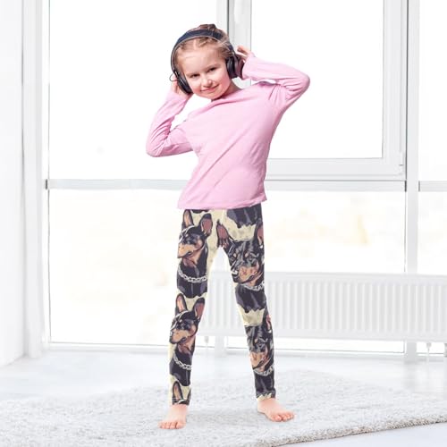 Doberman Girls Leggings,Workout Leggings for Girls Toddler Athletic Legging Size for 3-10T4