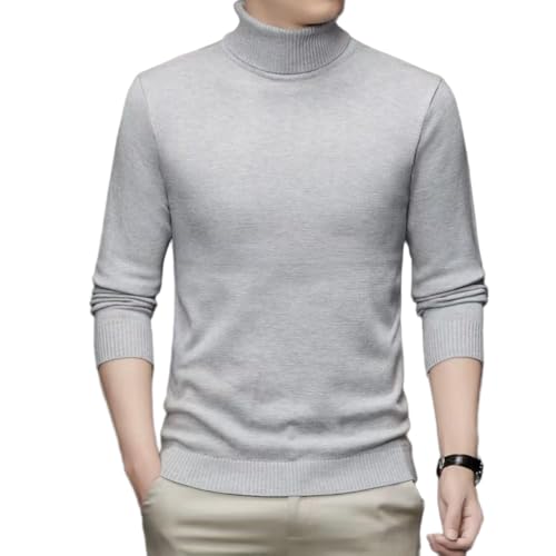 Suéter de manga larga para hombre cuello redondo gris claro ZBDZSW