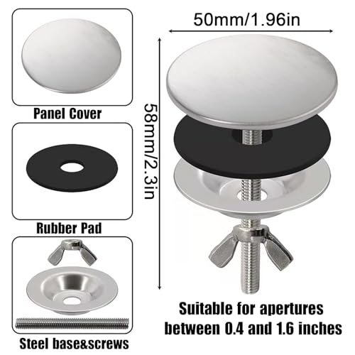 Hahnlochstopfen Edelstahl Chrom 50mm Lochabdeckung Spüle Küchen Wasserhahn Loch Abdeckung Küche Blindstopfen Spüle für Spülbeckenlochstopfen Küche Badezimmer