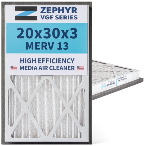 Zephyr 20x30x3 VGF Merv 13 Pleated 3 Air Cleaner Filters. Box of 2