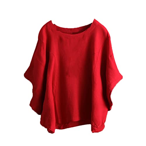HEILA Womens 2023 Summer Batwing Short Sleeve Crew Neck Casual Loose Tunic Tops Plus Size Solid Color Blouses