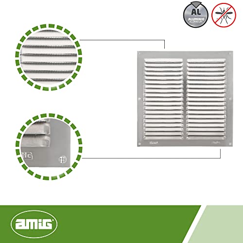Amig - Square Aluminium Ventilation Grille with Mosquito Net, Silver, 200 x 200 mm - Image 4