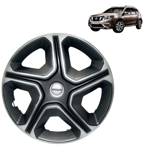 Image of PRIGAN Terrano Grey Silver Wheel Cover 16 inch for Terrano (Set of 4 Pcs) (Press Fitting) Model Name- Nexon Grey Silver 16