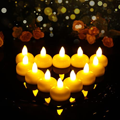 Piashow Lot de 12 bougies chauffe plat LED - Jaune Chaud - réaliste et lumineux - imperméable bougie led pour la décoration intérieure et extérieure, décoration de la maison jardin, bougie mariage Cover