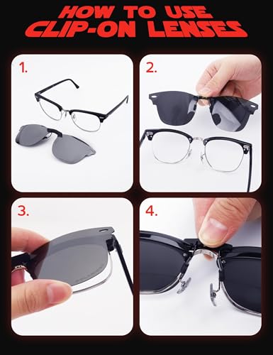 Polarized Clip-On Sunglasses for Ray-Ban Clubmaster RB3016 (Size 51-21) - UV Protection - Universal Fit for Men & Women3