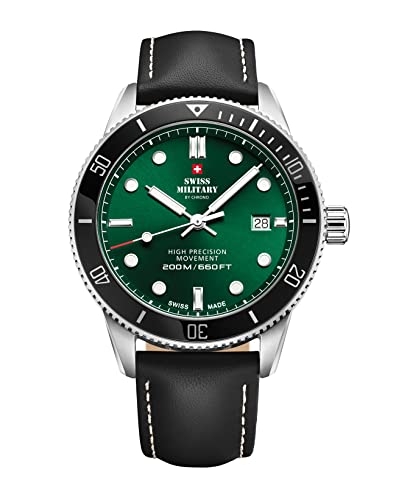 Montre homme quartz Swiss Military avec cadran analogique argenté et cuir