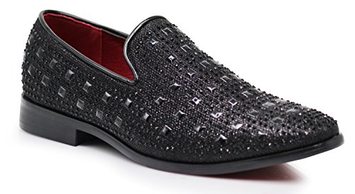 Image of SPK11 Men's Vintage Fashion Rhinestone Designer Dress Loafers Slip On Shoes Classic Tuxedo Dress Shoes