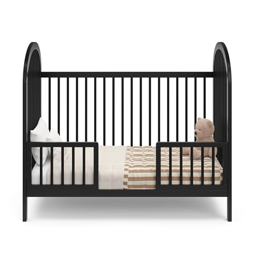 Image of Storkcraft & Graco Toddler Safety Guardrail Kit with Dowels (Black) - GREENGUARD Gold Certified, Converts Compatible Storkcraft & Graco Crib to Toddler Bed, Kit Includes 2 Toddler Guardrails