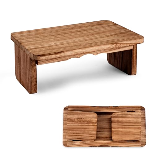 Folding Yoga Meditation Bench – Yoga Kneeling Bench for Adult, Wooden Zen Meditation Stool Kneeling Bench for Yoga Practice (Dark Brown)