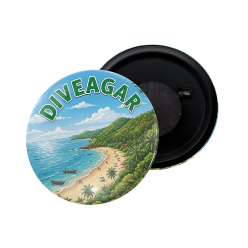 dhcrafts Fridge Magnet Multicolor Maharashtra Diveagar Glossy Finish Design Pack of 1 (58mm)
