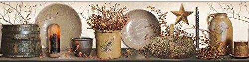 York-Wallcoverings-Country-Keepsakes-Simple-Blessings-Border-Removable-Wallpaper-Cream-Taupe-Red-Black-Yellow-Gold-Brown York Wallcoverings Country Keepsakes Simple Blessings Border Removable Wallpaper Cream Taupe Red Black Yellow Gold Brown