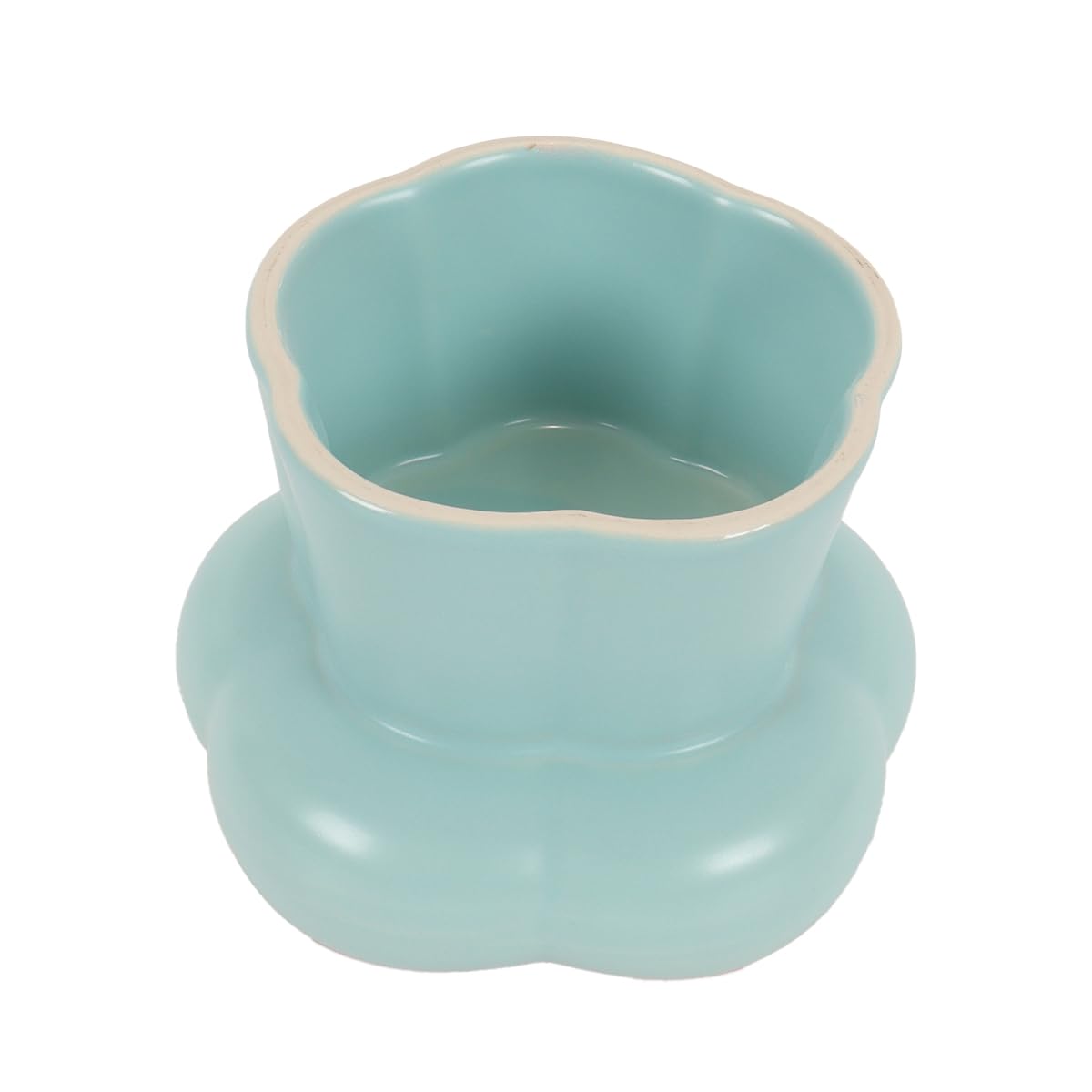 Podwyższona miska dla kota z powolnym posuwem, ceramiczna podwyższona miska ze szkła z tytułem, urocza kuweta w kształcie kwiatu na suchą i mokrą karmę, różowo-niebieska