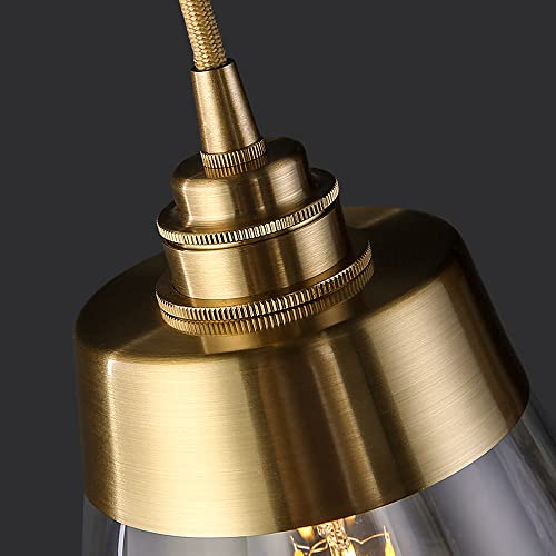 Lámpara colgante de latón cepillado dorado MADABO con pantalla de vidrio transparente 6