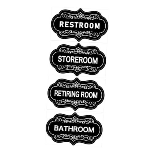 Gogogmee 4pcs Bathroom Door Sign Stickers for Restroom Toilet Washroom and Storage Room Easy to Apply Decals for Room Identification and Organization