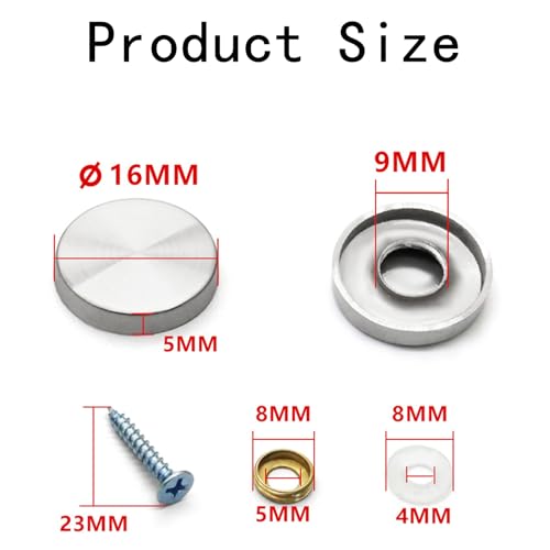 30 Stück Spiegelschrauben Panelschrauben 16 mm Edelstahl Zierschrauben Schmucknägel mit Kappen Zierschrauben Silber Spiegelschrauben Chrom für Spiegel Holz Verschönerung