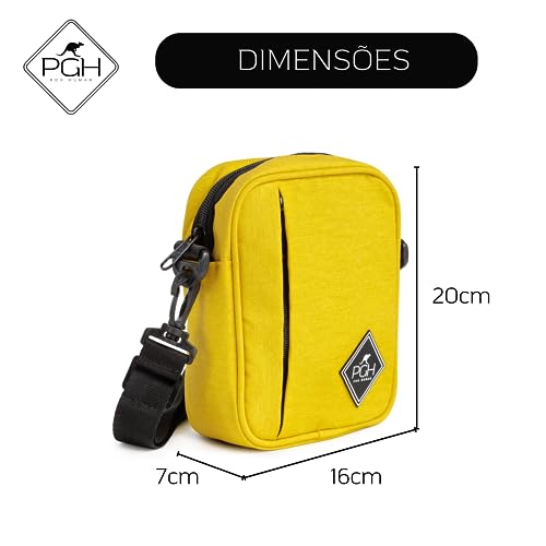 Shoulder Bag Bolsa de Ombro Transversal, PGH, Modelo Tiracolo TGF Amarela - Tecido Externo Impermeáv