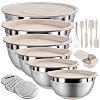 Mixing Bowls with Airtight Lids Set, Non-Slip Silicone Bottoms, Khaki