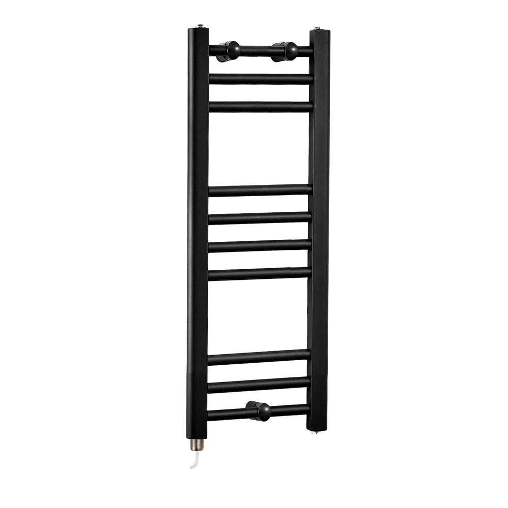 Milano Nero 200W Black Straight Bar Electric Heated Towel Rail - 800 x 300mm