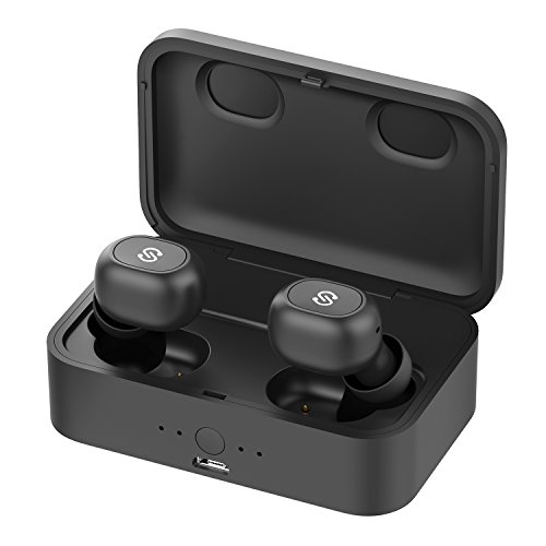 SoundPEATS Q32 Oreillettes Bluetooth, 55Heures Autonomie, Écouteur Bluetooth 5.0 TWS Sans Fil, CVC 8.0 Réduction du Bruit avec Mic, 2600mAh Boîtier de Chargement, Casque Sport Intra-Auriculaires