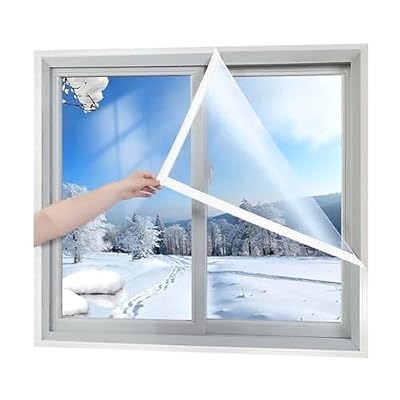 VOLLENC Window Insulation Kit for Winter, W55xH70cm(21.6x27.5in) Tear Resistant Weatherproofing Window Insulation Kits to Keep Cold Out, Double-Side Tape Included
