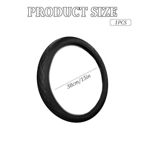 Steering Wheel Covers, Leather Car Steering Wheel Cover 15 Inch, Universal Fit 38cm Black， Non-Slip Grip for Enhanced Control, Car steering wheel cover