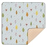 Otoño azul hojas árbol grande antideslizante bebé alfombra de juego impermeable sala de juegos alfombra de actividad para bebés pequeños, 127 cm x 127 cm