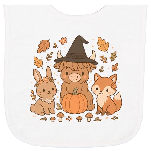 inktastic Halloween Fall Cow Fox Bunny Baby Terry Cloth Bib