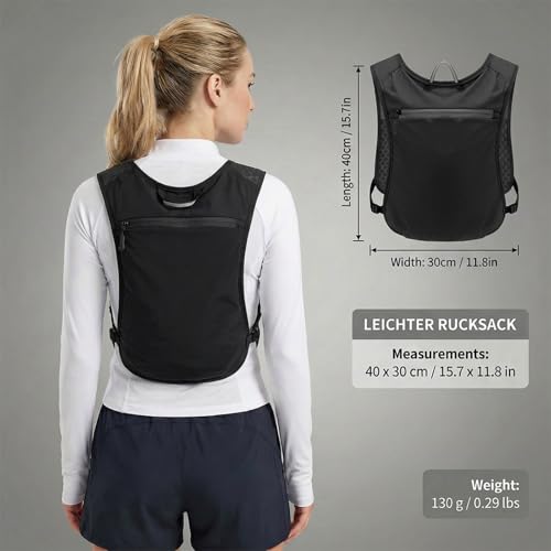 Chaleco de Hidratación para Running, Mochila Trail Ultraligera con Bolsillo para Móvil y Correas Reflectantes, Unisex para Hombre y Mujer, Deportes al Aire Libre (Negro) - imagen 2