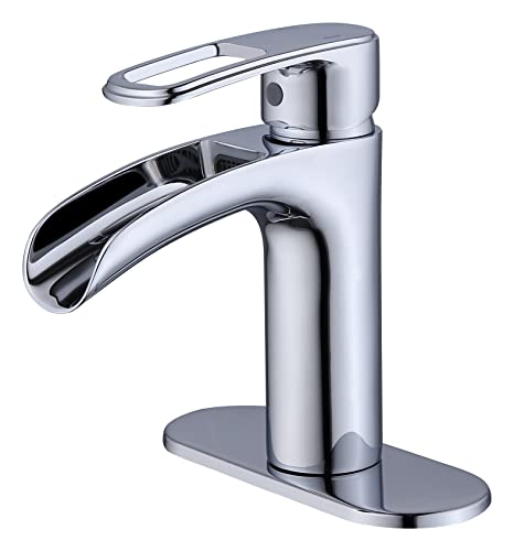 Robinet pour lavabo de salle de bain cascade et bonde pop-up haut de gamme