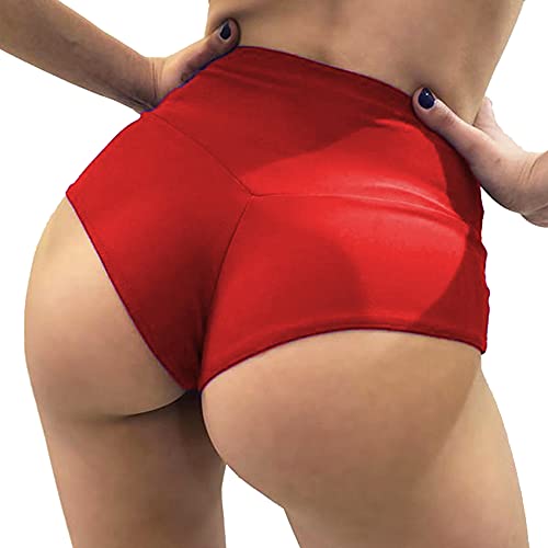 Women Retro Solid Silk High Waisted Scrunch Butt Lifting Booty Shorts Hot Pants2