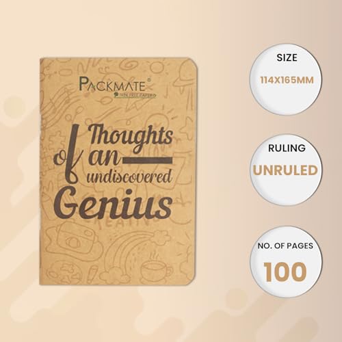 Image of Packmate Notepad Thoughts of an Undiscovered Genius (Pack of 5), Made of Recycled Paper