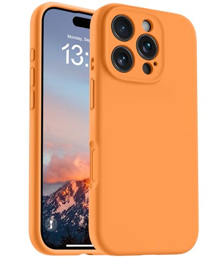 Coque silicone iPhone 16 Pro OTOFLY luxueuse doublure microfibre orange