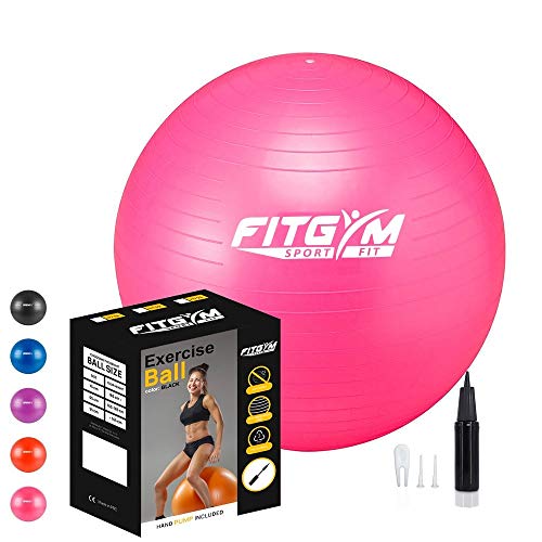 Super Big Clearance! Exercise Ball for Fitness & Yoga - Explosion-Proof Non-Slip, Yoga Ball for Exercise, Yoga Balance Ball - Hand Pump Included, Ball for Home Exercising, Gym Workouts, Yoga and Pilates - 65 cm (Pink) Super Big Clearance! Exercise Ball for Fitness & Yoga - Explosion-Proof Non-Slip, Yoga Ball for Exercise, Yoga Balance Ball - Hand Pump Included, Ball for Home Exercising, Gym Workouts, Yoga and Pilates - 65 cm (Pink)