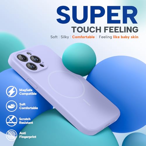 Image of Miracase Magnetic for iPhone 14 Pro Max Case, [Soft Anti-Scratch Microfiber Lining], Compatible with MagSafe, Silicone Shockproof Protection Phone Case for iPhone 14 Pro Max,Light Purple
