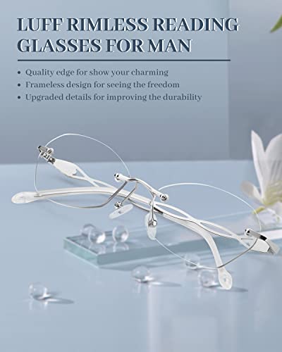 LUFF Rimless Reading Glasses for women men Blue light blocking lightweight metal classic computer readers Anti Eyestrain - Image 2
