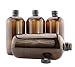 Cornucopia 32-Ounce Amber Kombucha Growler Bottles, 4-Pack, 1 Quart Boston Round Glass Bottles with 6 Polycone Phenolic Lids for Home Brewing
