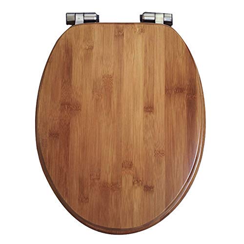 Couvercle de siège de toilette frein de chute abattant bambou robuste - 8