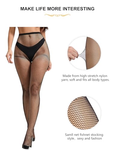 ohyeahlady 2 Pairs Womens High Waist Fishnet Stockings Sexy Mesh Tights High Pantyhose Plus Size Hollow Out Fish Nets4