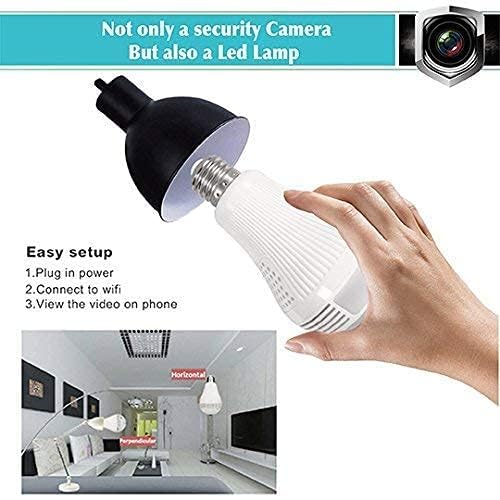 Image of Panoramic 3MP Indoor WiFi Light Bulb Camera | 360 View | Color Night Vision | Motion Detection | Smart LED Light Bulb | Wireless Light Socket Bulb for Home with Mobile App V380 Pro (Bulb Camera)