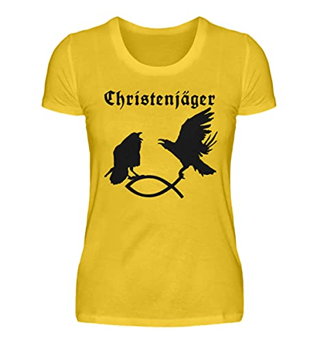 T-shirt pour femme jaune Hugin et Munin motif Odin taille M mode scandinave