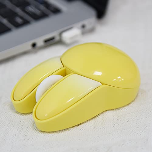 Lomiluskr Cute Bunny Wireless Mouse, Lightweight Soundless Mouse, 2.4G Wireless Mice, Candy Colors, Kawaii Rabbit Mouse For Girls And Kids (Yellow Bunny) #TOP6