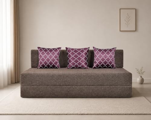 Image of Three Seater Sofa Cum Bed 5x6 Ft with Soft Foam Cushioning, Comfortable Foldable Sofa Bed for Living Room, Bedroom, Guest Room & Office(Charcoal Brown)