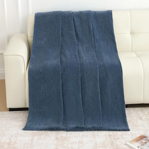 Image of Story@Home Premium Chenille Sofa Mat 3 Seater Wooden Sofa Cover | Anti Slip Sofa Cover Mat 3 Seater 180x180cm for Complete Protection | Make Your Own Sofa Mat Set - Dark Blue