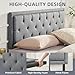 Howjoe Tufted Upholstered King Size Headboard Only, Solid Wood Height Adjustable Modern Head Boards with Durable Metal Legs from 37” to 51”, Padded Linen Dorm King Size Bed Headboard Only, Lightgrey