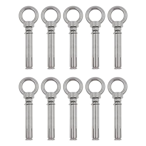 Image of Shoulder Eye Bolts,TTZEZE Heavy Duty Eyebolts,304 Stainless Steel Wall Concrete Anchors Screw Expansion Screw Bolts Eye Hooks Fastener for Ceiling Concrete Masonry 10 Pack M12*100