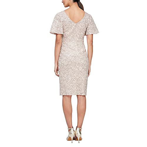 Image of Alex Evenings Women's Short Cold Shoulder Flutter Sleeve Dress (Petite Regular)