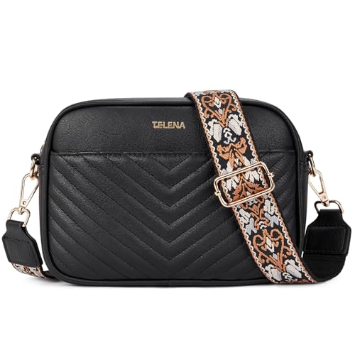 Telena Small Crossbody Bags For Women Vegan Leather Crossbody Purse With Adjustable Wide Strap For Daily Life