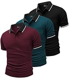 GEEK LIGHTING 3 Pack Mens Polo Shirts Short Sleeve Athletic Golf Polo for Men Casual Moisture Wicking T-Shirts with Pocket