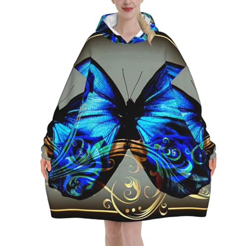 Couverture à capuche papillon bleu EdWal plaid portable adulte