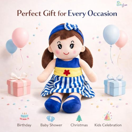 Image of Cute Soft Baby Doll Plush for Kids | Plush Stuffed Toy Doll for Girls & Boys | Super Soft Cuddly Hug Toy Doll | Washable Plush Doll for Girls - 40 CM (Blue)